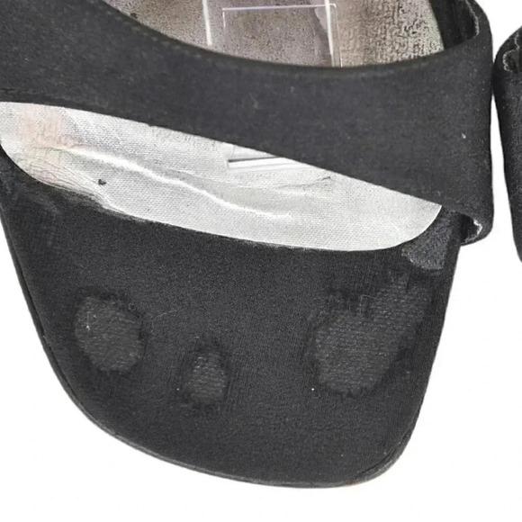 Stuart Weitzman Black Heels Open Toe Black Rhinestone Size 10 - Picture 13 of 14